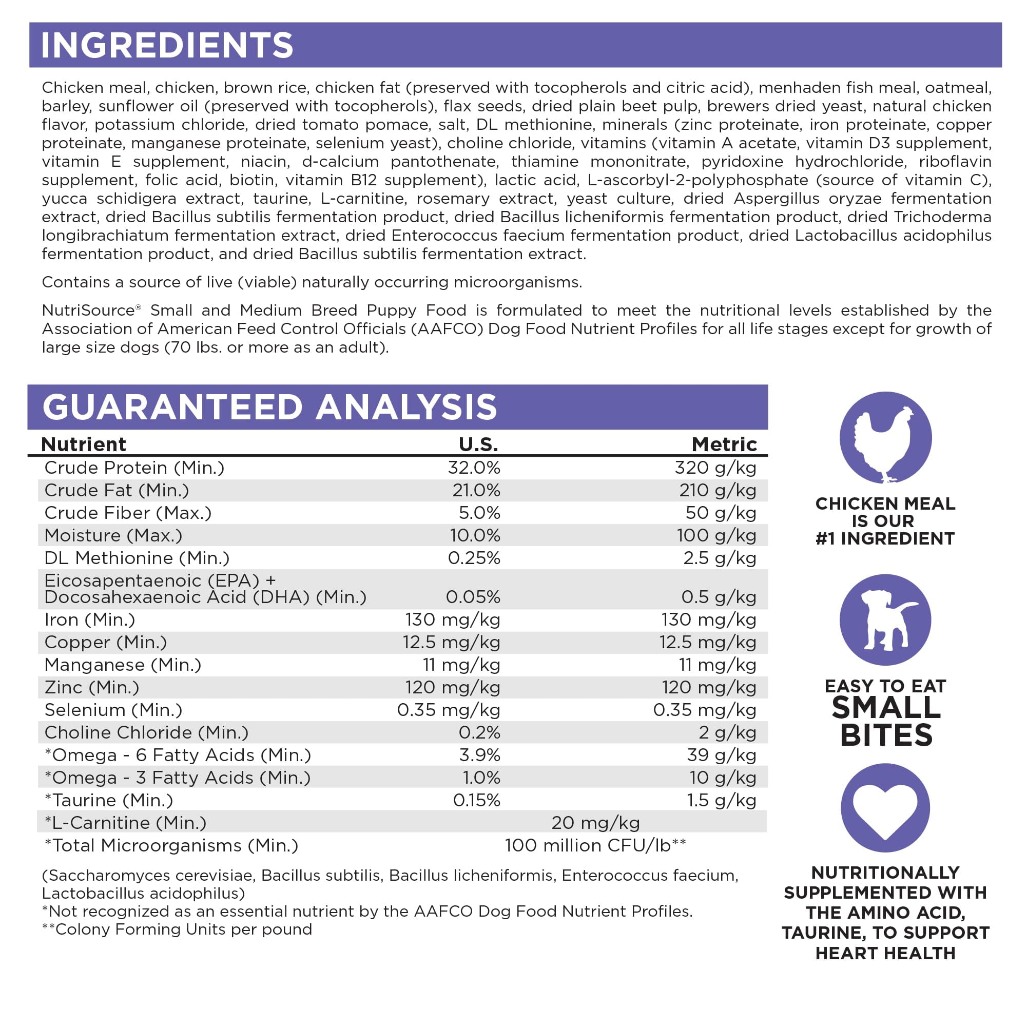 NutriSource Small & Medium Breed Puppy Chicken Meal & Rice Recipe Dog Food 12 lb