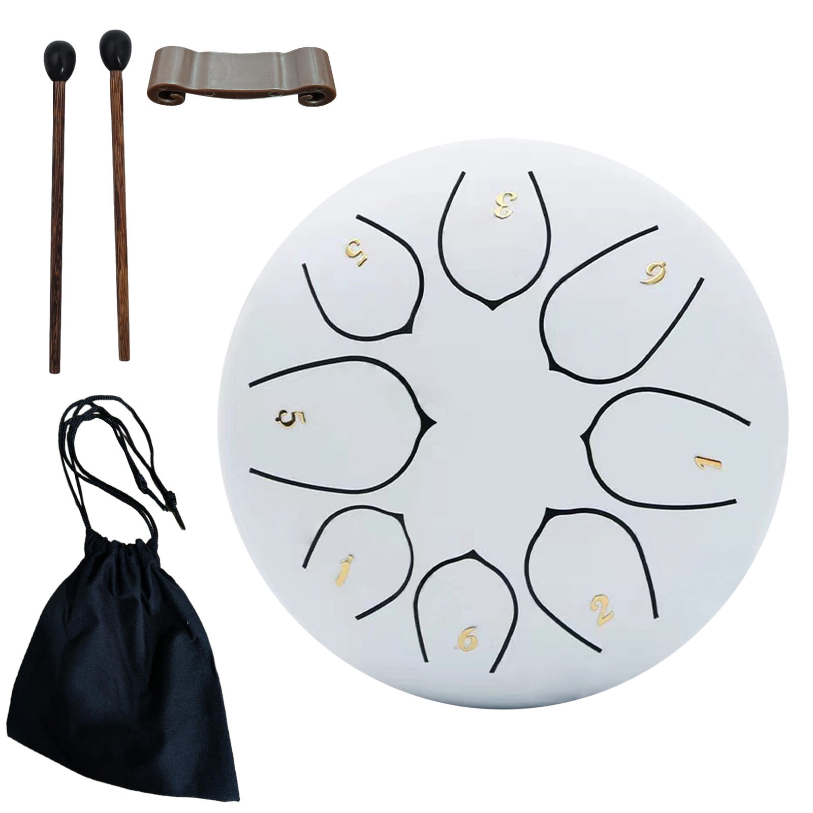 Qocolhg Outdoor Rain Drum, 8 Notes 6 Inch Steel Hand Drum with Bag, Music Book, Drumsticks, Mallet Holder and Finger Picks, Tongue Drum for Camping, Meditation or Yoga, Christmas Gifts for Women