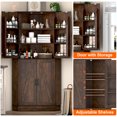 thumbnail image 5 of ANPOO 68" Tall Corner Storage Cabinet with 6 Side Door Shelves and Adjustable Shelves, 5 Tier Farmhouse Pantry Cabinet for Bathroom, Living Room, Kitchen,Brown, 5 of 8
