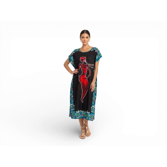 Chemin de Moda Robe Midi Fluide Sans Manches à Imprimé pour Femme, Robe d'Été Décontractée à Coupe Ample