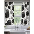 thumbnail image 2 of Black Grey Sheer Curtains 63 Inch Length 2 Panels Set, Geometric Gold White Hexagon Modern Voile Window Treatment Rod Pocket Curtains Sheers Drapes for Bedroom/Living Room/Kitchen 52x"63"x2, 2 of 7
