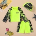 thumbnail image 4 of Tiny Cutey Toddler Boys Swimsuit Baby Long Sleeve Top Shorts Trunks Bathing Suit Set Swimwear Outfit with Hat for 18-24 Months, 4 of 8