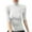 #1045White, variant on Stylish Waist Defining Ribbed Knit Solid Color Blouse with Mid Sleeve Round Neck for Women Stretchy Comfortable Everyday Wear Layering Top