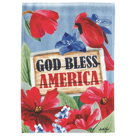 Magnolia Gardens M070145 30 x 44 in. God Bless America Redbird Printed Garden Flag - Large