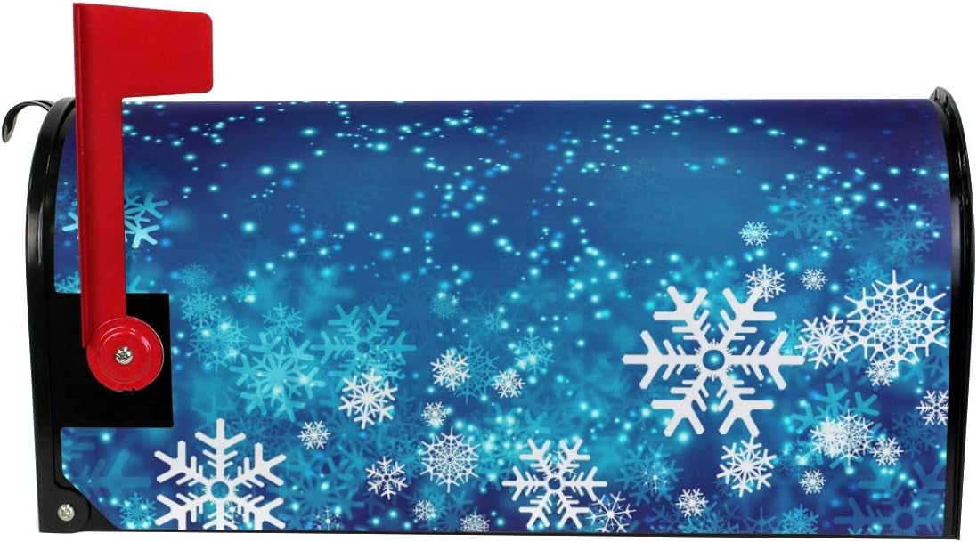 Christmas Snowflakes Winter Magnetic Mailbox Cover Oversized for Garden Yard Outdoor Decorations-25.5" x20.8
