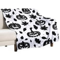 thumbnail image 4 of Halloween Flannel Fleece Blanket, Throw Soft Warm Fluffy Plush Blanket, Spider Webs Witch's Hat Black Bats and Decorated Pumpkins Print on Bed Couch Chair Living Room(30"x40",Halloween Happy), 4 of 6