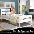 thumbnail image 4 of uhomepro Platform Bed Frame with Headboard and Footboard, Modern Pine Wood Twin Bed Frame Bedroom Furniture with Wood Slats Support, No Box Spring Needed, White, 4 of 12