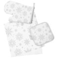 thumbnail image 4 of 1 Juego de guante resistente al calor con diseño de copo de nieve navideño, guante para hornear en la cocina, soporte para olla, toalla, 4 of 6