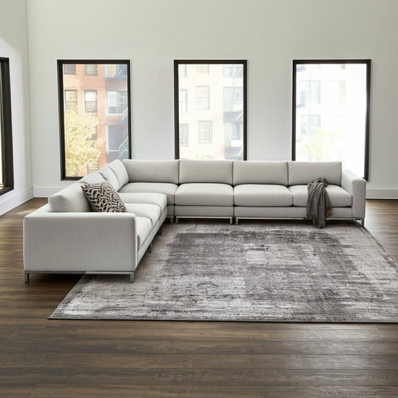 HomeRoots 617196 8 x 10 ft. Gray, Black & Taupe Abstract Distressed Rectangle Area Rug