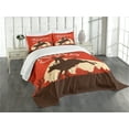 thumbnail image 3 of Ambesonne Vintage Quilted Bedspread Set 3 Pcs, Rodeo Cowboy Rides Bull, Queen Size, Orange Brown, 3 of 5