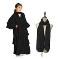 thumbnail image 2 of Kids Prayer Dress Muslim Clothes for Girls Chiffon Long Sleeve Abaya with Hijab Two Piece Maxi Islamic Set Scarf Kaftan Jilbab Black 5-6 Years, 2 of 7