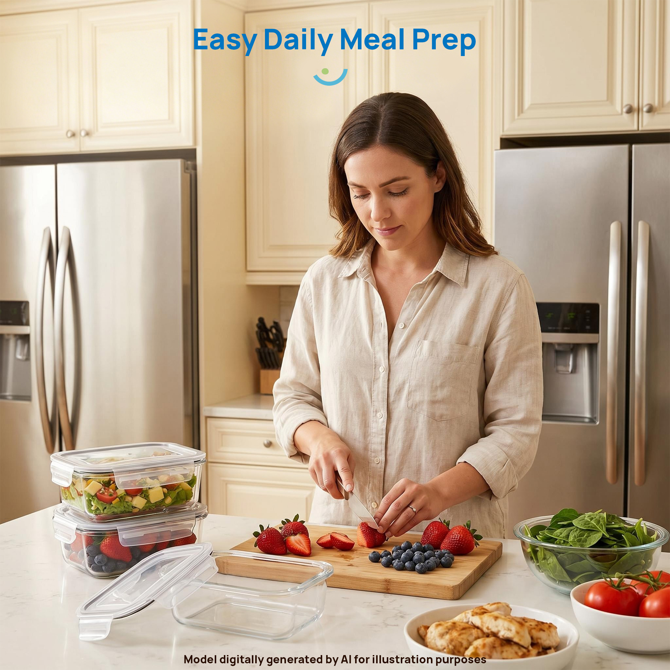 Sindcom 5-Pack Glass Food Storage Containers, 22oz, Grey photo 2