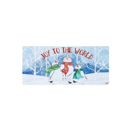 Evergreen Joy to the World Snowman Trio Sassafras Indoor Outdoor Switch Doormat 1'10"x10" Multicolored
