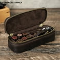thumbnail image 3 of Portable Travel Jewelry Box Organizer – Crazy Horse Leather Zip-Around Storage Case with Velvet Lining for Rings, Cufflinks & Accessories – Vintage Brown, 3 of 17