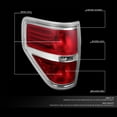 thumbnail image 2 of DNA Motoring For 09-14 Ford F150 Passenger Right RH Side Red Lens Tail Light Brake Lamp Pair FO2818150, 2 of 7