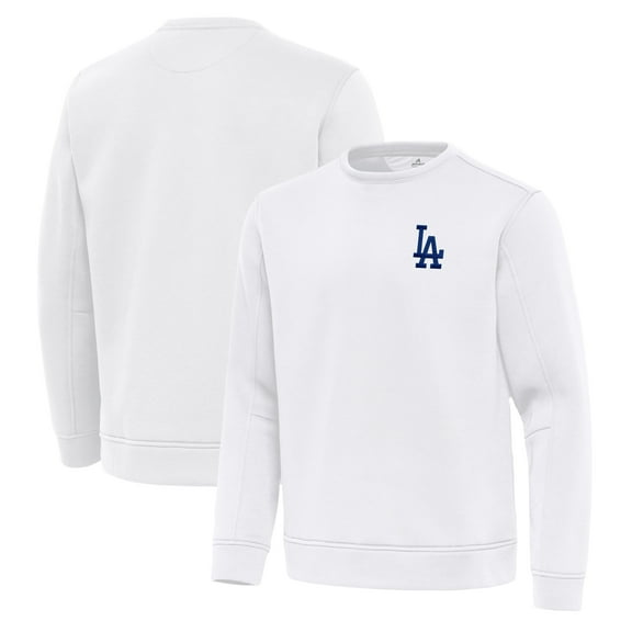 Men's Antigua White Los Angeles Dodgers Relevant Lightweight Pullover Sweatshirt