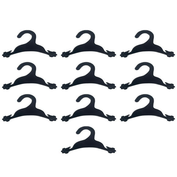 10 Packs Pet Apparel Hangers, Black Pet Clothes Hangers Cute Plastic Strong Paw Print for Dog Cat Pet Toddler Small Coat Hanger