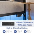 thumbnail image 4 of Haewon Queen Size Bed Frame with Upholstered Headboard, Metal Platform Bed Frame with USB Charging & LED Lights, Under-Bed Storage, No Box Spring Needed, Dark Grey, 4 of 8