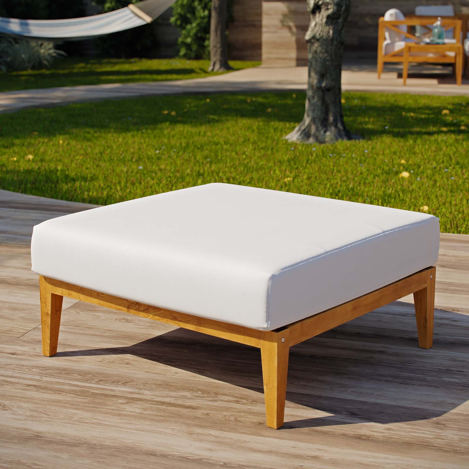Northlake Outdoor Patio Premium Grade A Teak Wood Ottoman in Natural