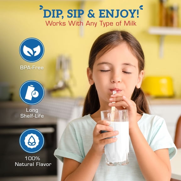 Magical Milk Straws - 4 Pack Bundle of Flavored Straws for Milk, Chocolate, Strawberry, Cotton Candy, Cookies & Cream, 20 Milk Flavoring Straws for Kids. Makes Children Love to Drink Milk