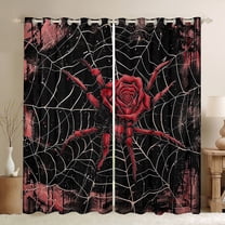 Feelyou Red Rose Spider Black Out Curtains for Couple, Romantic Anniversary Curtains Pack of 2 (42x63 Each), Modern Gothic Fashion Bedroom Curtains, Blackout Curtains Bedroom Decor