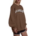 thumbnail image 3 of Sweatshirt for Women Long Sleeve Sweatshirt Oversized Pullover for Women Brown Crewneck Sweatshirt Women Fall Street Style, 3 of 4