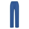 thumbnail image 6 of Dealovy women Pants Summer Casual Elastic Waist Drawstring Trousers Solid Color Straight Tube Loose Beach Pants with Pockets, 6 of 9