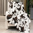 thumbnail image 4 of Cozy Throw Blanket Twin Size Black and White Cow Print Soft Fuzzy Fleece Bed Blanket Lightweight Plush Twin Blanket 60x80inch for Bedroom Livingroom, 4 of 6