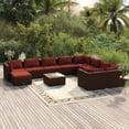 thumbnail image 1 of vidaXL 11 Piece Garden Lounge Set with Cushions Poly Rattan Brown, 1 of 5