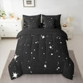 thumbnail image 2 of jejeloiu White Black 7-Piece Twin Bedding Sets,Cartoon Stars Bedding Comforter Set,Kawaii Moons Sheet Sets For Girls,Luxury Bedroom Decor Reversible, 2 of 8