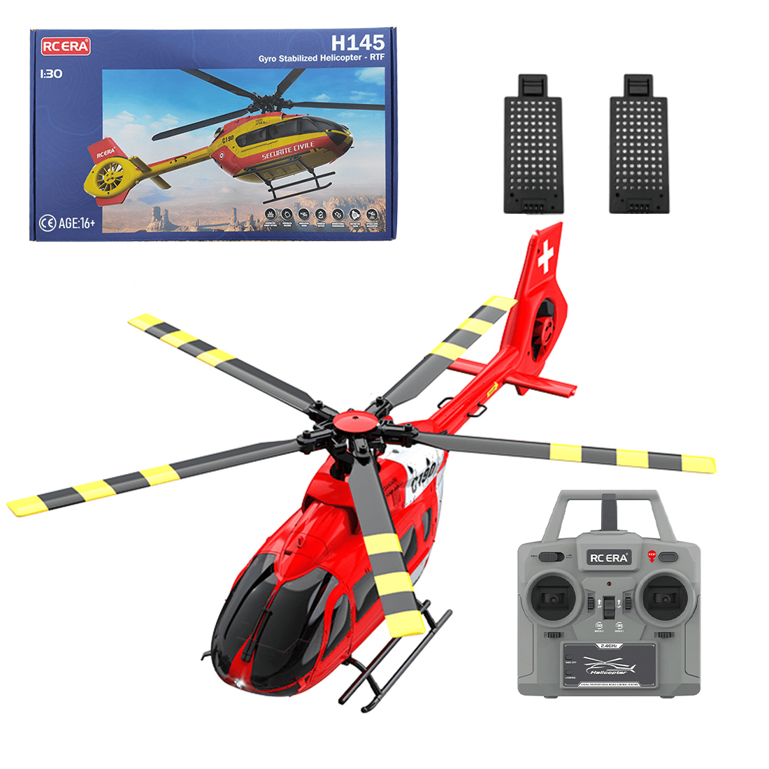 RC-ERA C190 H145 RC Helicopter 6CH Brushless Direct Drive Aircraft with Optical Flow Positioning, Altitude Hold, 6 Axis Gyro,2.4G Remote Control RTF for Adults Beginners - 2PCS Battery