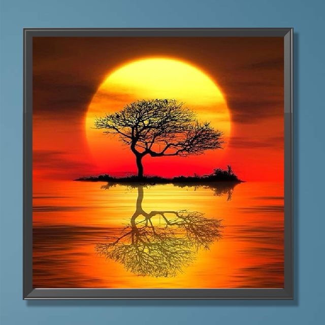 Cuadros Decorativos Kit de pintura por números DIY puesta de sol aceite arte imagen artesanía decoración del hogar (H1561) Wdftyju embutido en tela