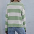 thumbnail image 6 of YUGYXL Womens Fall Striped Sweaters Long Sleeve Crew Neck Shirts Ribbed Knit Color Block Lightweight Pullover Sweater Top Green M, 6 of 6