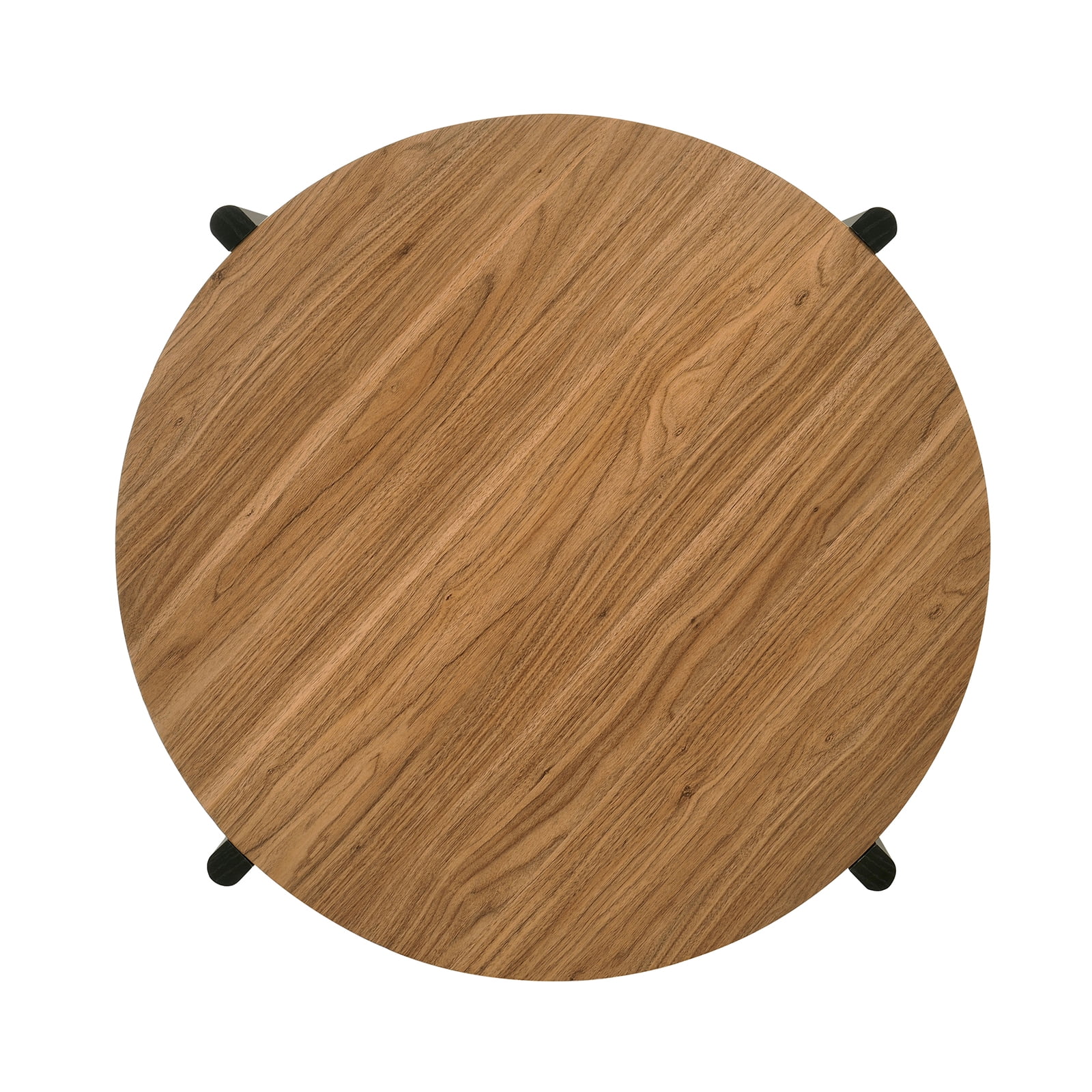 Walnut Finish Coffee Table 1pc Open Shelf Round Top Transitional Living Room Furniture