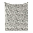 thumbnail image 1 of Forest Soft Flannel Fleece Throw Blanket, Botanical Foliage Herbs Wild Plants Leaves Autumn Fall Soft Toned, Cozy Plush for Indoor and Outdoor Use, 70" x 90", Warm Taupe Dust and White, by Ambesonne, 1 of 5