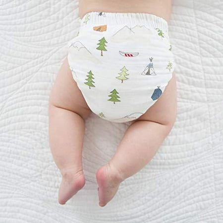 SmartNappy Cotton Muslin by Amazing Baby, NextGen Hybrid Cloth Diaper Cover + 1 Tri-fold Reusable Insert + 1 Reusable Booster, Outdoor Adventure, Size 4, 22-40