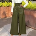 thumbnail image 2 of DHFJKG High Waist Wide Leg Pants For Women Fashion Trousers Metallic Glossy Night Out Comfortable Belted Trendy Trousers, 2 of 8