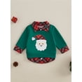 thumbnail image 2 of Biezeib Toddler Boys Christmas Sweatshirt Plaid Santa/Reindeer Long Sleeve Lapel Neck Casual Two Fake Piece Pullover, 2 of 6