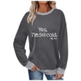 thumbnail image 2 of Craaazy Women's Fashionable Crewneck Top Casual Letter Printed Loose Long Sleeved Shirt Gifts, 2 of 6