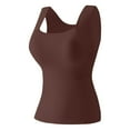 thumbnail image 4 of Womens Tank Tops Built In Bra High Neck Summer Breathable Compression Tank Top with Removable Pads Soft Postpartum Camisole Breathable Workout Shapewear Brown S, 4 of 7