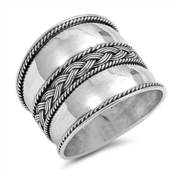 925 Sterling Silver Braid Style Bali Ring Size 10