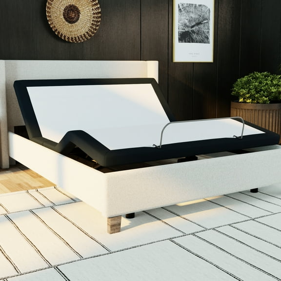 King Size Bed With Adjustable Base In Grey Metal - Zero , Simple Head/foot Articulations, Memory Buttons, Wireless Remote Head And Foot Function, Control