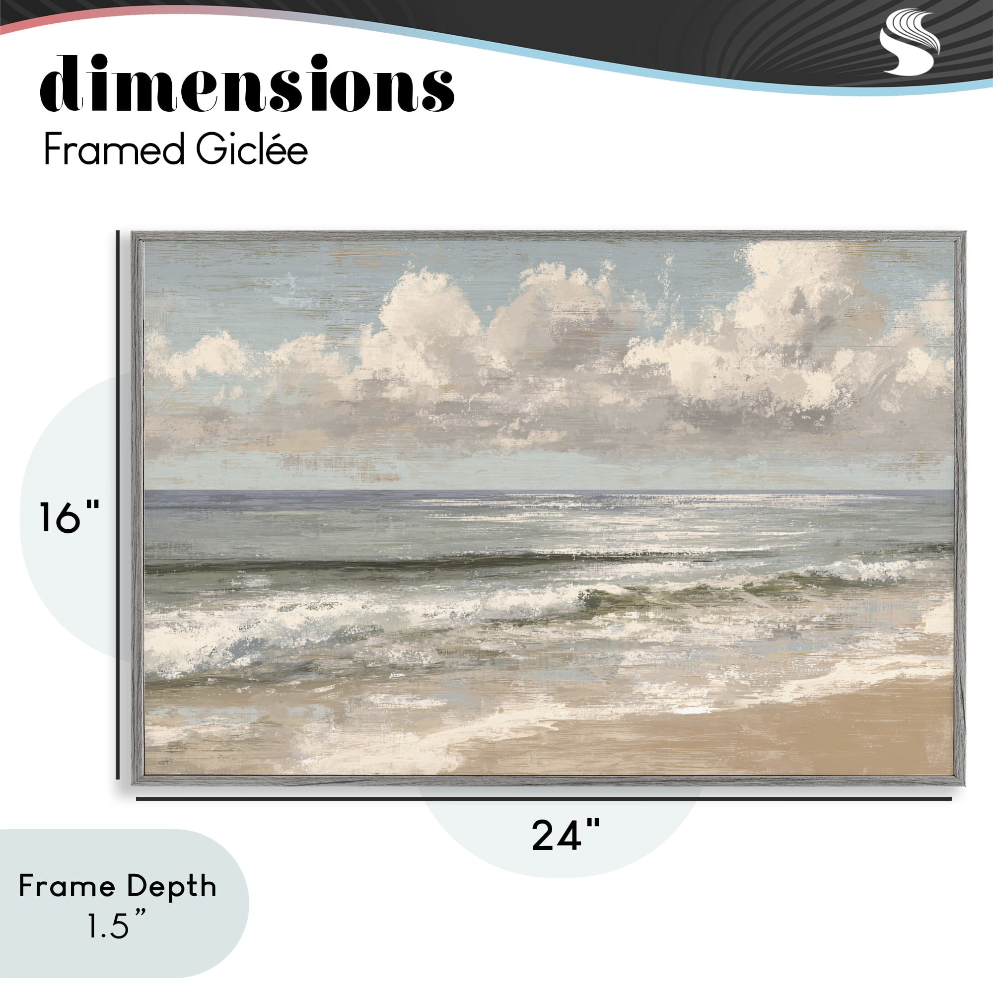 Stupell Industries Distressed Beach Horizon Gray Framed Giclee Art, design by Jacky Ngan