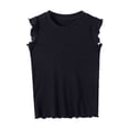 thumbnail image 1 of LUOGENLI T-Shirt pour Filles Hauts d'Été Manches Courtes Col Rond Blouse Tenue Décontractée Tee-Shirt Ludique pour Usage Quotidien Tissu Extensible Confortable Âge 4 10 Chemises pour Filles Noir 7-8 Ans, 1 of 2
