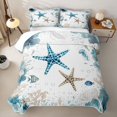 thumbnail image 2 of Manfei Kawaii Starfish Twin Quilt Set,Calm Sea Plant Twin Coverlet Set,White Blue,2-Piece, 2 of 7
