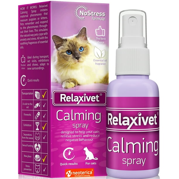 Relaxivet Pheromone Calming Spray for Cats (50ML) Improved DEStress