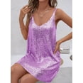 thumbnail image 3 of Women's Champagne Gold Sequin Sleeveless V-Neck Mini Dress - Party Cocktail Evening Wear, 3 of 4