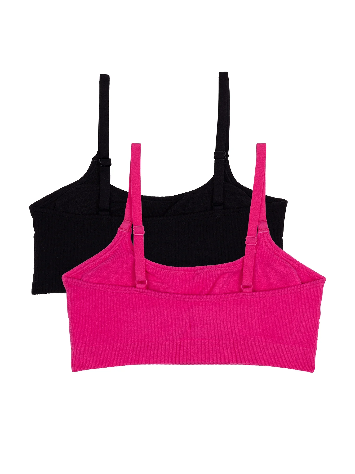 Wonder Nation Girls' Seamless Rib Crop Recycled Bra, 2-Pack, Sizes XS-2XL