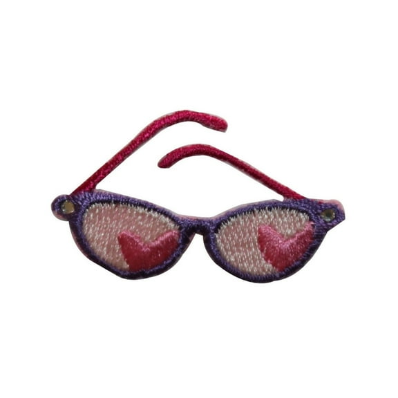 ID 7537 Purple Heart Sun Glasses Patch Love Fashion Embroidered Iron On Applique