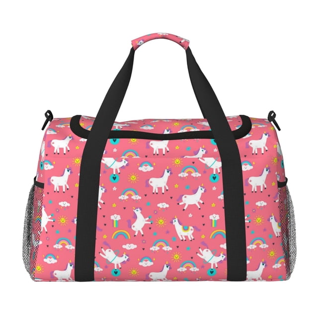 Easygdp Yoga Unicorn Bolsa de Gimnasio, Bolsa de Viaje Duffel, Bolsa de Fin de Semana con Compartimentos, Bolsa de Mano para Noche